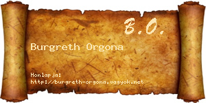 Burgreth Orgona névjegykártya